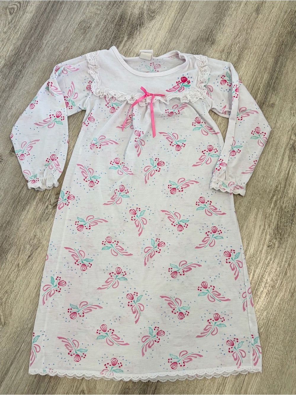 Vintage 80s 90s Carters Girls Night Gown Sleep Dress Size 6 Floral USA Excellent